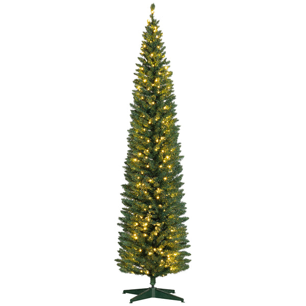English Elm Homcom 8' Slim Pre-Lit Noble Fir Christmas Tree - 300 Warm White Leds, Realistic Foliage & Easy Setup W2225P249657