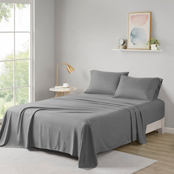 JLA Home Intelligent Design - All Season Soft Touch Sheet Set — Ultra-Soft Microfiber, Wrinkle-Resistant, OEKO-TEX Certified Comfort Charcoal ID20-1077