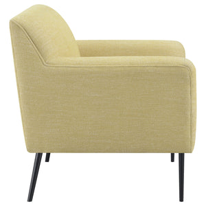 English Elm Darlene Lemon Upholstered Accent Chair with Curved Track Arms, Lemon Fabric, Sleek Metal Legs, Cozy Elegance B062P344991