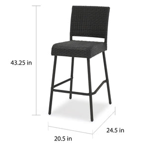 English Elm Christopher Knight Home® - 29" PE Rattan Armless Barstools Set of 2 – Weather-Resistant Wicker Seats with Curved Footrests for Patio Comfort Dark Brown N772P236603D