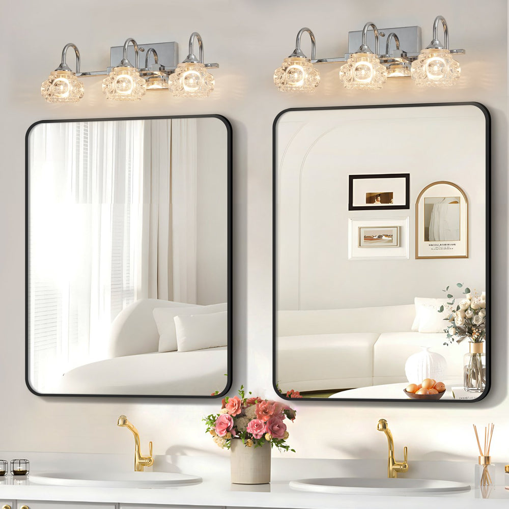 English Elm 17" Nickel Vintage Crystal Glass Vanity Light - 3-Light Hardwired Bathroom Mirror Fixture, Clear Shades, Iron Design W1340P206723