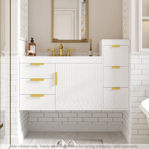 English Elm Wall Mounted Floating Cabinet with Adjustable Height and Modular Design for Custom Bathroom Storage White N710P324099K