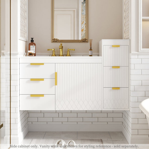 English Elm Wall Mounted Floating Cabinet with Adjustable Height and Modular Design for Custom Bathroom Storage White N710P324099K
