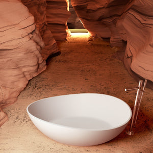 English Elm 63" Oval Freestanding Soaking Tub Solid Surface Resin Spa Bathtub Glossy White W1920P385618