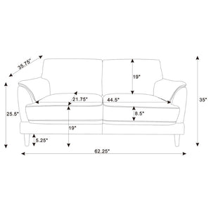 English Elm Dania Rust Woven Fabric Sofa and Loveseat Set with Tufted Crescent Arms B062S01663
