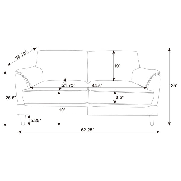 English Elm Dania Rust Woven Fabric Sofa and Loveseat Set with Tufted Crescent Arms B062S01663