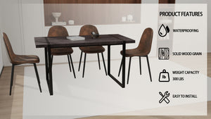 English Elm 59" Modern Black Mdf Dining Table Set With 4 Suede Chairs, Industrial Farmhouse Style For Comfort W2189S00628