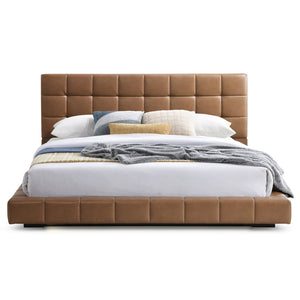 English Elm Hudson Biscuit Tufted Vegan Leather King Platform Bed for Modern Bedrooms B183S00205