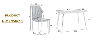 English Elm Table and Chair Set Marble Glass Top Silver Legs with Four Pu Seats for Dining W1151S04642