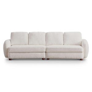 English Elm Ashcroft Furniture - Paton Plush Boucle Sofa with Machine-Washable Covers, Water-Resistant Durable Fabric, 4-Seater Comfort Cream B183S00047