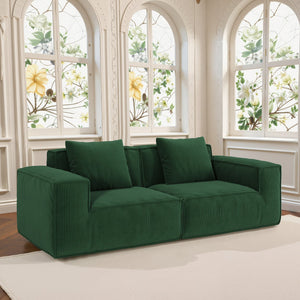 English Elm Modular Modular Sofa: Versatile Cloud Velvet Sofa Bed In Green, Perfect For Comfort & Space-Saving Solutions W3147S00027