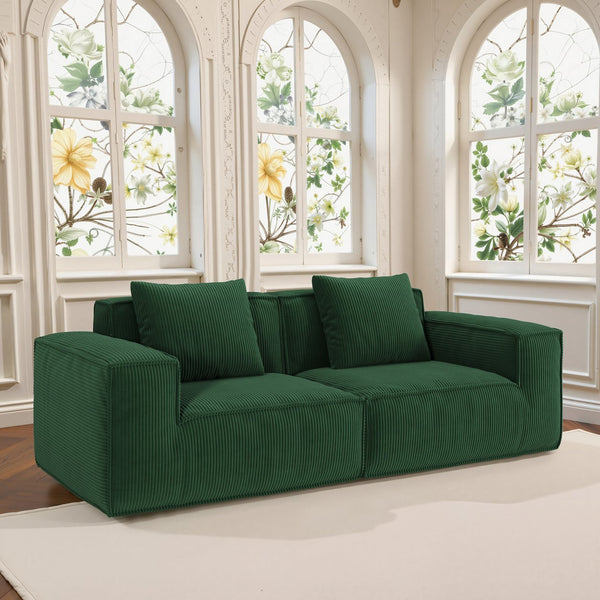 English Elm Modular Modular Sofa: Versatile Cloud Velvet Sofa Bed In Green, Perfect For Comfort & Space-Saving Solutions W3147S00027