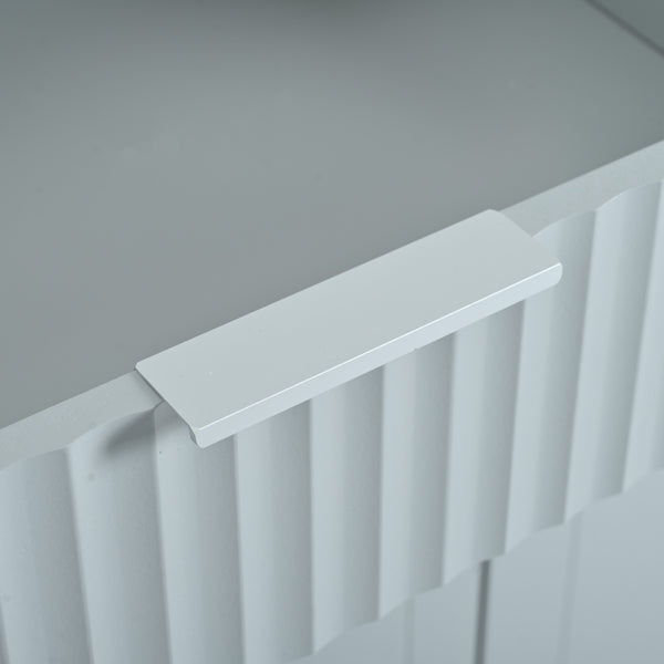 English Elm K&K Fluted Kitchen Island Cart with Tilt-Out Trash, Charging Station, Hidden Wheels & Ample Storage Grey+Blue N707P221571G