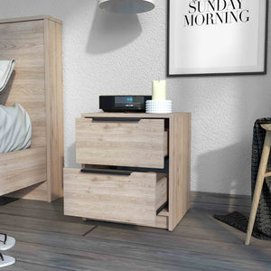 English Elm Washington Two Drawer Nightstand with Open Shelf Modern Two Tone Bedroom Storage B128P148838