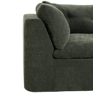 English Elm Modern Chenille Cloud Sectional with Ottoman Deep Sink Modular L Shaped Living Room Sofa Blackish Green W2379S00002