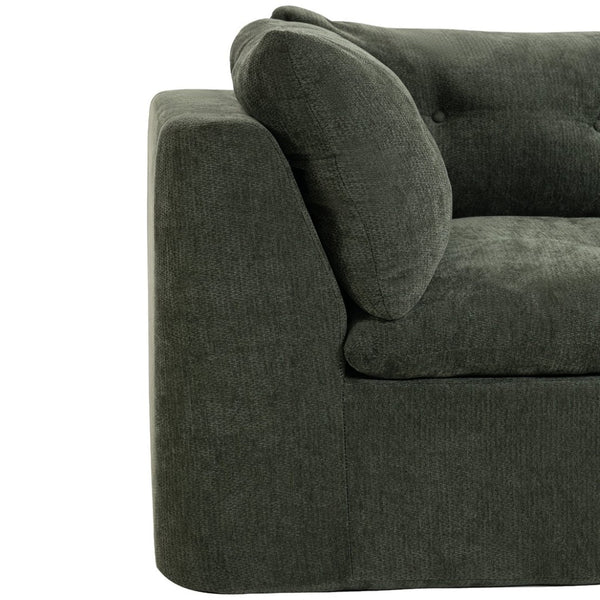 English Elm Modern Chenille Cloud Sectional with Ottoman Deep Sink Modular L Shaped Living Room Sofa Blackish Green W2379S00002