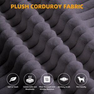 English Elm 78.7" Modern Foldable Corduroy Sofa Bed with 2 Plush Pillows, 2-in-1 Convertible Sleeper and Blanket DARK GREY W3219P317386