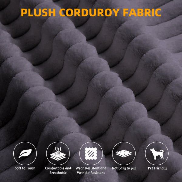 English Elm 78.7" Modern Foldable Corduroy Sofa Bed with 2 Plush Pillows, 2-in-1 Convertible Sleeper and Blanket DARK GREY W3219P317386