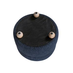 English Elm Modern Swivel Chair with Ottoman in Bouclé Fabric, Solid Wood Frame, Cozy Curved Design for Living Rooms Blue 32 L x 31 W x 31.25 H B011P281845