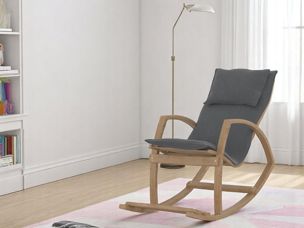 English Elm Modern Children's Rocking Chair with Sturdy Wooden Frame, Upholstered High Back, Washable Fabric, Safe Soothing Motion for Nursery and Playroom (Ages 0-8) Dark Gray B029P330085