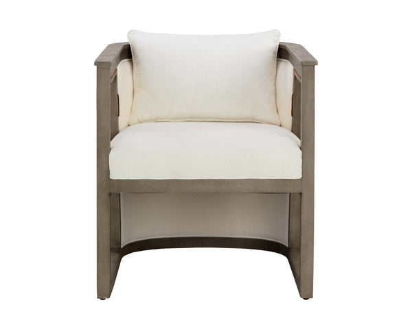 Sunpan Sala Lounge Chair - Contemporary Comfort with Grey Oak Frame and Stylish Leather Rope Detailing Linoso Ivory V1