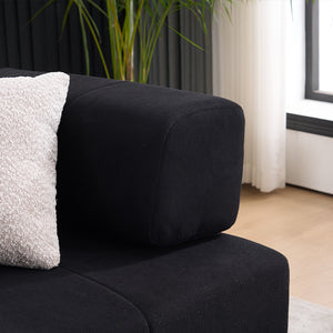 English Elm Folding Sofa Bed with Corduroy Cover, 78.5" Convertible Futon Couch, No-Assembly Foam Spring Mattress, Compact Sleeper for Living Room Black W2915P276677