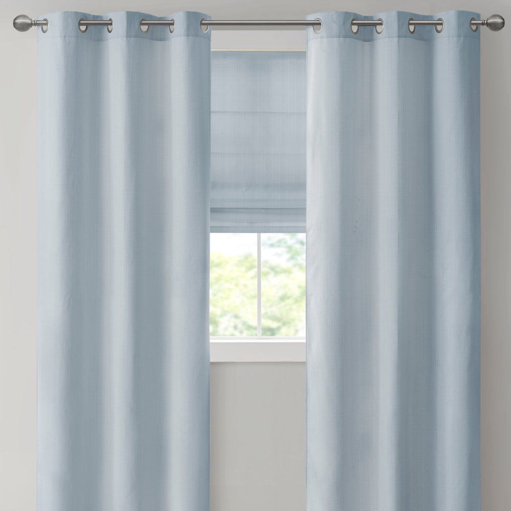 JLA Home Madison Park - Basketweave Cordless Room Darkening Roman Shade with Thermal Backing, Safe Child-Friendly Design Blue MP40-7319