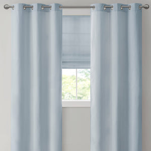 JLA Home Madison Park - Basketweave Room Darkening Cordless Roman Shade with Thermal Foam Backing for Privacy & Energy Savings Blue MP40-7317