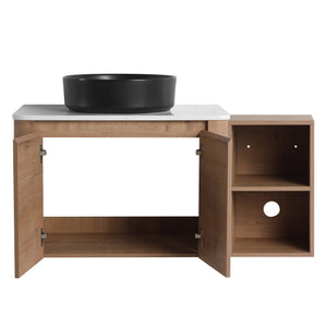 English Elm 42'' Wall-Mounted Bathroom Vanity With Ceramic Sink, Soft-Close Doors & Ample Storage For Modern Homes W999S00413