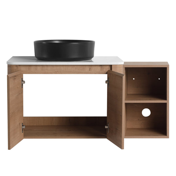 English Elm 42'' Wall-Mounted Bathroom Vanity With Ceramic Sink, Soft-Close Doors & Ample Storage For Modern Homes W999S00413