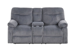 English Elm Comfy Velvet Reclining Loveseat with Chaise Cushioning and Console for Media Rooms B078P473037