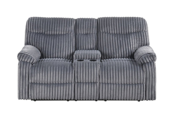 English Elm Comfy Velvet Reclining Loveseat with Chaise Cushioning and Console for Media Rooms B078P473037