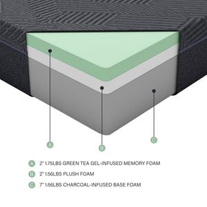 English Elm 11inch Green Tea Gel Memory Foam Twin Mattress 11" Thick Cooling Pressure Relief Support Foam B011P212555