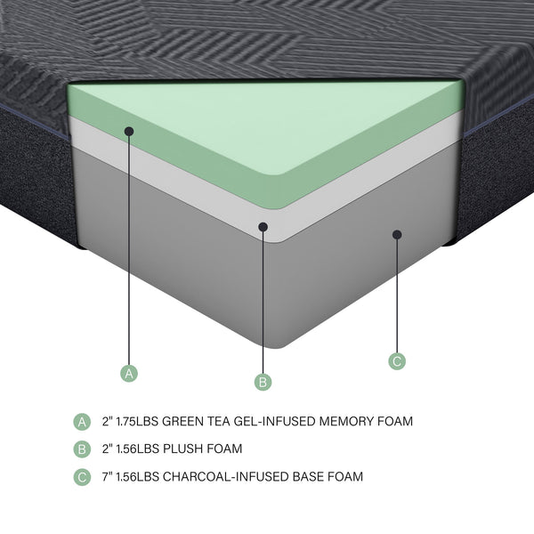 English Elm 11inch Green Tea Gel Memory Foam Twin Mattress 11" Thick Cooling Pressure Relief Support Foam B011P212555