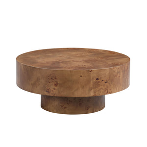English Elm 31.49'' Burl Veneer Coffee Table — Modern Walnut Round 31.49" Small Space Pedestal Table, Stable Stylish Centerpiece W876P362390