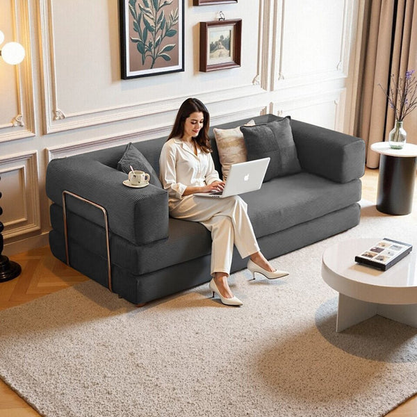 English Elm 2-In-1 Convertible Modular Sofa Bed With Memory Foam - Effortless Setup, Space-Saving Comfort For Any Room W3653P355616