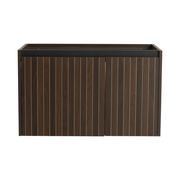 English Elm 30 Resin Sink Vanity with Soft-Close Doors, Floating Mount Design, Durable Scratch & Water-Resistant Finish Silver-Brown Stripe W999P228754