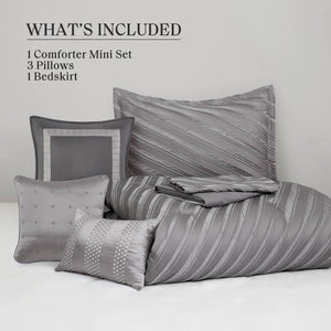 English Elm 7 Plush King Comforter Set with Jacquard Texture, Bedskirt & Decorative Pillows for Luxury Sleep Grey 17.91 L x 13.98 W x 10.04 H B035P319208