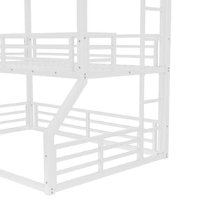 English Elm Twin Metal Triple Bunk Bed – Staggered Design With Safety Guardrails, Noise-Reduced, Space-Saving Style W1580S00168-GIGA