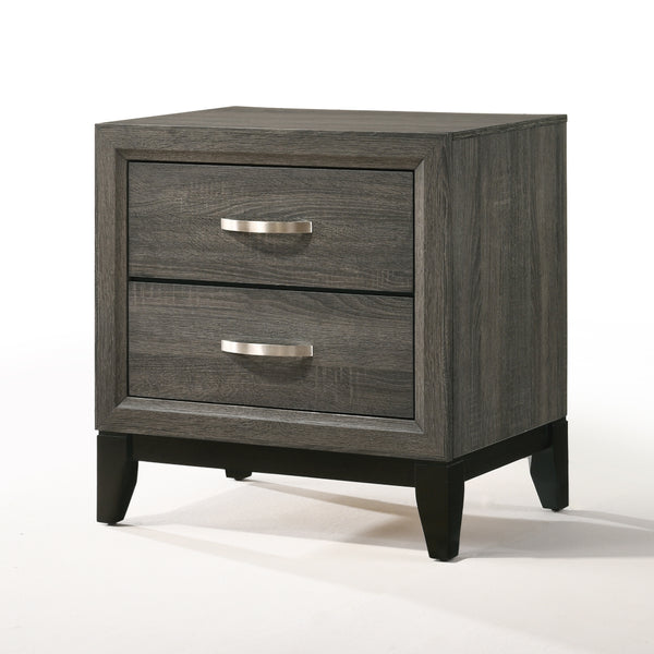 English Elm Valdemar Weathered Gray Nightstand with 2 Spacious Drawers, Dovetail Construction, Nickel Handles B2726P271651