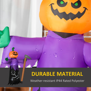 English Elm Outsunny Inflatable 5ft Pumpkin Grim Reaper with Bright LED Lights, Waterproof Yard Décor for Halloween Purple W2225P217525