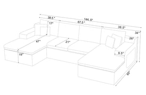 English Elm Coffee-bean Curved Upholstered Sectional Sofa with Plush Seating and Built-in Side Pocket Dark Green B2748S00129