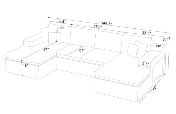 English Elm Coffee-bean Curved Upholstered Sectional Sofa with Plush Seating and Built-in Side Pocket Dark Green B2748S00129