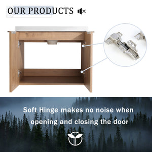 English Elm 36 Inch Modern Bathroom Vanity With Soft Close Doors, Resin Sink & Stylish Storage Solutions W999S00182