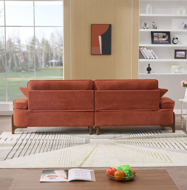 English Elm 103 Luxurious Cloud Velvet Sofa with High-Elastic Sponge Cushion, Deep-Seated Comfort for Living Spaces Brick red W2290S00010