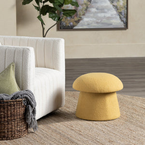 Crestview Collection Modern Mushroom-inspired Ottoman With Hidden Storage - Stylish Spice Yellow Accent For Any Room Yellow Solid Wood Evfzr3908bspc