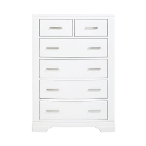 English Elm Modern Six Drawer Vertical Chest White Finish Chrome Pulls Bedroom Storage Dresser B011P469529