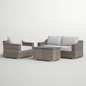 English Elm Stylish Rattan Wicker 3-Person Seating Group With Plush Cushions – Effortless Outdoor Relaxation Set B120S00027-GIGA