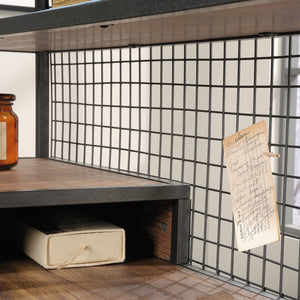 English Elm L-Shaped Desk With Durable Metal Frame And Efficient Storage, Perfect For Modern Home Offices B356P402608