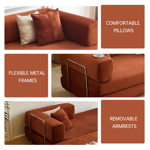 English Elm 2-In-1 Convertible Modular Sofa Bed - Memory Foam Comfort, No Assembly, Space-Saving Design For Any Room P2 W3653P355615-GIGA